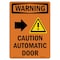 Signmission Safety Sign, OSHA WARNING, 5" Height, Caution Automatic, Portrait, D-35-V-13010 OS-WS-D-35-V-13010 - alternate 1